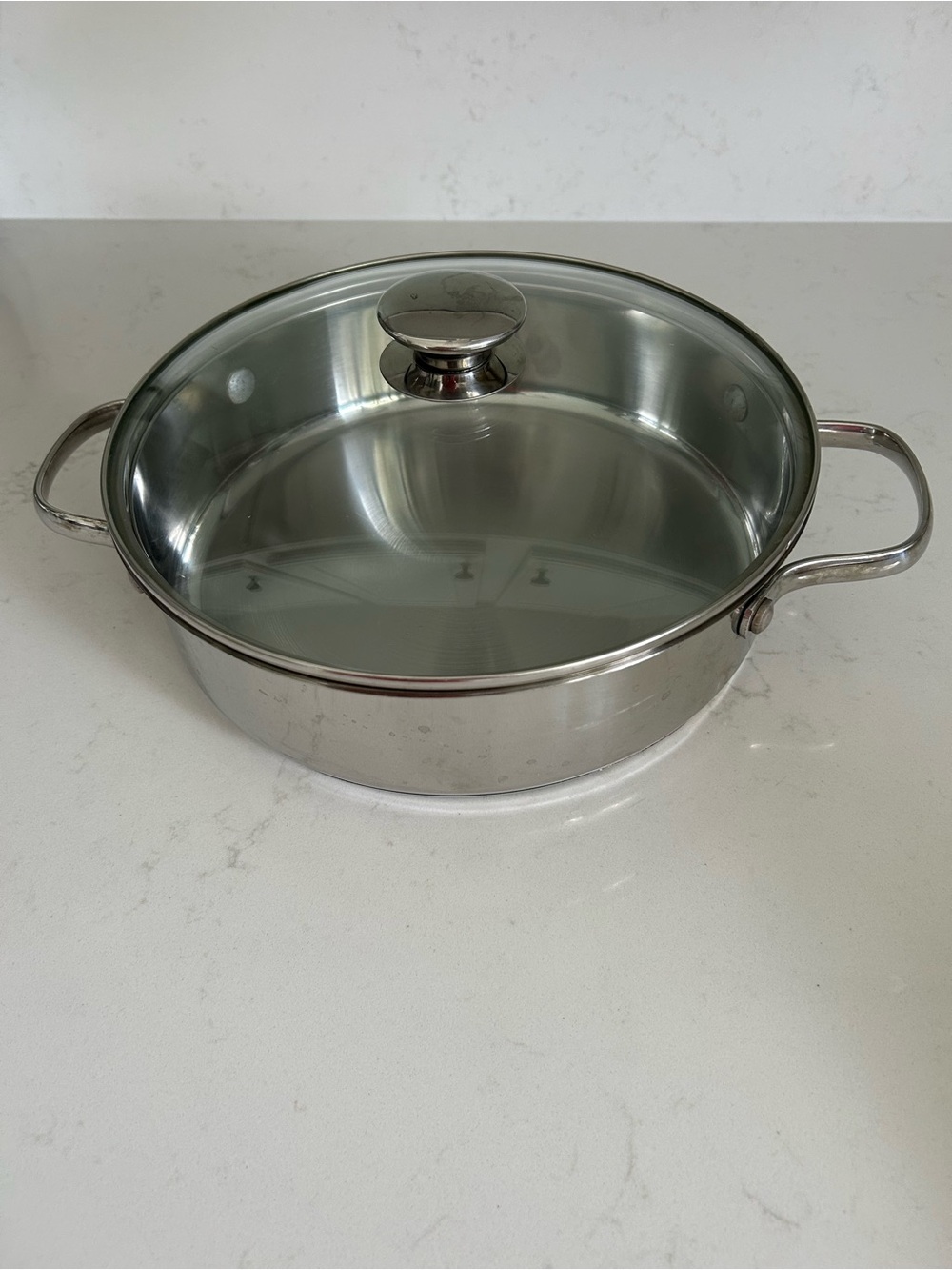Wolfgang Puck 10” Stainless Steel Pan with 3” sides and with Glass Lid
